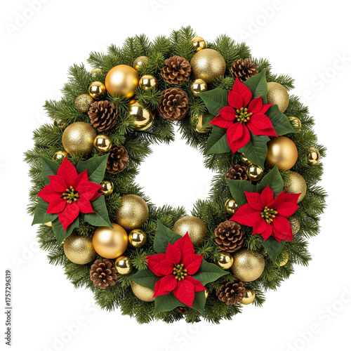 christmas wreath on white background