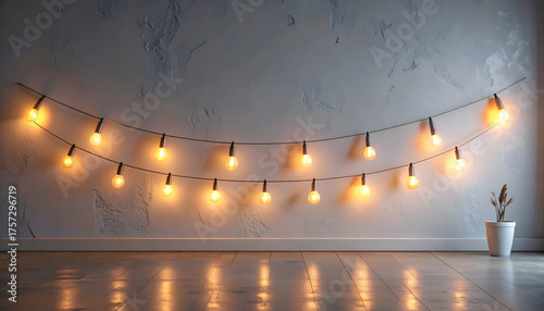 Warm Glow of String Lights in Cozy Interior