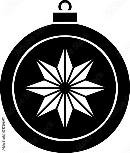4.
Christmas ornament with star pattern silhouette vector.
Hanging Christmas ornament icon.
Transparent background. SVG.
