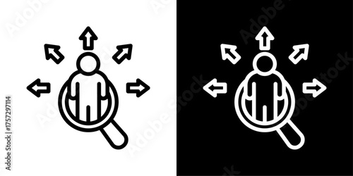 Look For  Icon Of Line Black And White Style Vector Illustration 