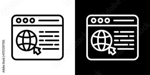 Browser  Icon Of Line Black And White Style Vector Illustration 