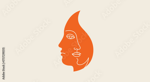 Human Face Candle Flame Minimalist Surreal Icon
