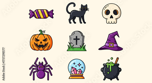 Vector art of halloween icons and symbols collection