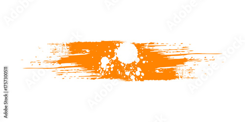 Orange yellow brush stroke isolated on white background. Orange abstract stroke. Colorful oil paint brush stroke