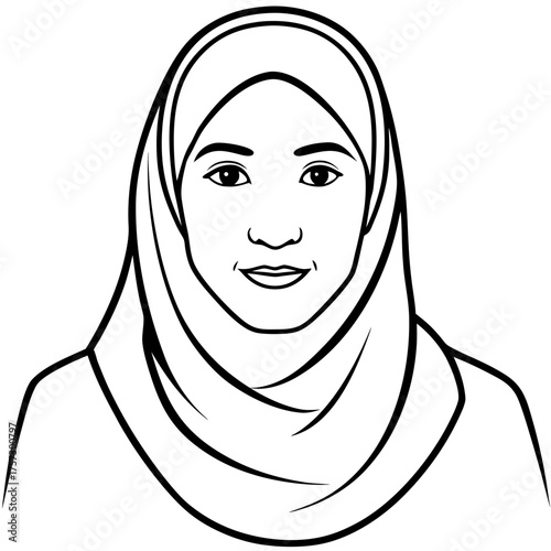 portrait of a woman in hijab vector