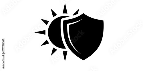 Sun UV Ray Blocked by Shield Flat Vector Protection Graphic