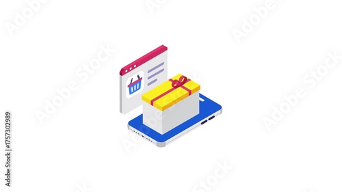 Person buying or sending gifts online through e-commerce app Animation MP4 File