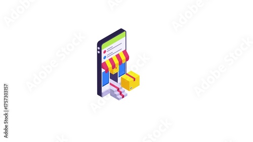 Person purchasing products through smartphone or laptop digitally Animation MP4 File