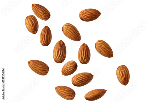 Wallpaper Mural Scattered Raw Whole Almond Nuts Isolated on White Background with Clipping Path Torontodigital.ca