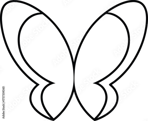 butterfly wings forming shape minimalist line drawing illustration on transparent background