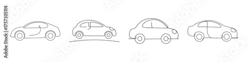 Set of four conceptual sketches showcasing the design evolution of an autonomous vehicle concept