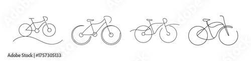 Black and white abstract line art drawing of a bicycle and cyclist in motion