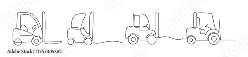 Vintage forklift truck line art drawing industrial machinery lifting heavy loads logistics warehouse operations