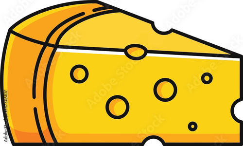 Cartoon cheese wedge with holes a delicious dairy product perfect for illustrating food concepts and culinary themes isolated on a white background