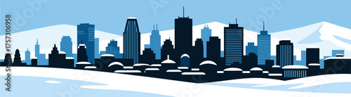 Montreal city skyline in winter silhouette on solid background