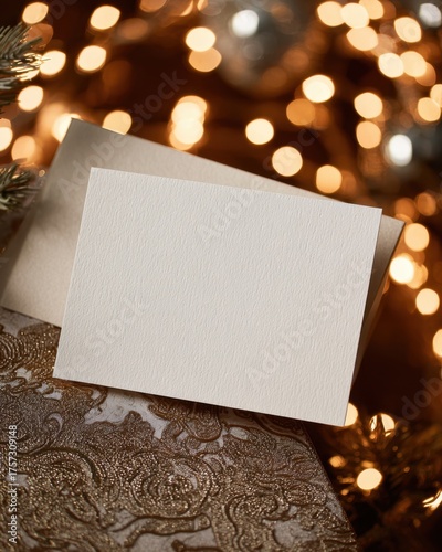 Elegant holiday greeting card with golden bokeh lights for festive celebrations