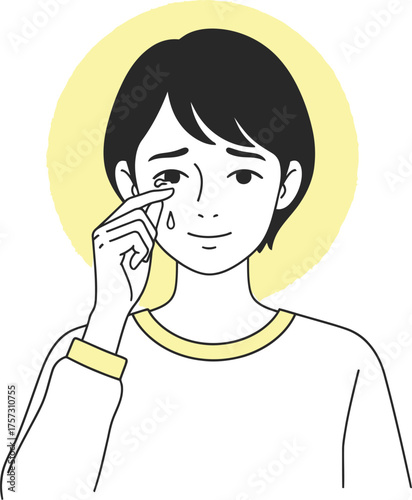 Sad face crying tears silhouette isolated on transparent background