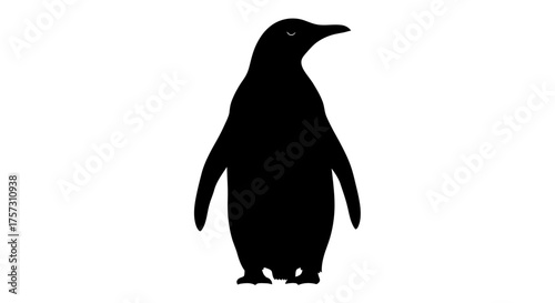 A striking black silhouette of a proud penguin, standing gracefully, offers a versatile graphic resource for festive Christmas designs and winter holiday projects.