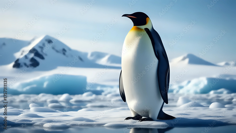 Fototapeta premium penguin on the snow