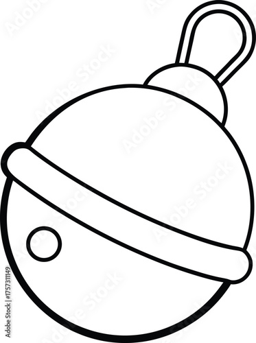 Sleigh Bell Ornament Simple Line Art Illustration on Transparent Background