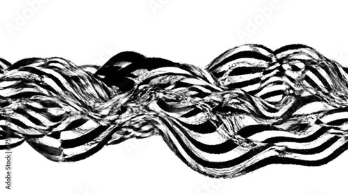 Abstract black and white wave pattern artwork on white background