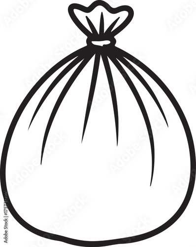 trash bag Line Art Illustration, Coloring Book Page Line Art Drawing