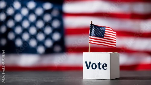 American voting concept with flag ballot box
