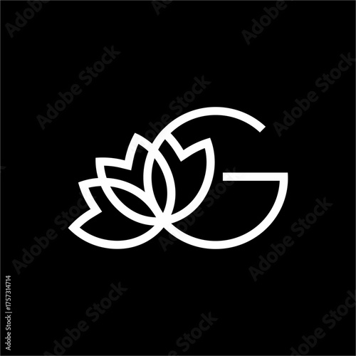 A delicate 'G' monogram merged with a stylized lotus flower. It represents organic growth, natural beauty, and modern wellness and eco-friendly products. Perfect for clean beauty or organic goods.