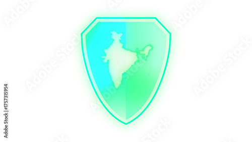 Cyber India Map Green Shield Reveal Transparent defence