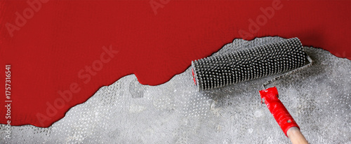 The concrete floor is red painted. Contractor will paint garage floor to accelerate home sale