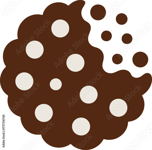 Chocolate chip cookie with bite taken out delicious treat isolated