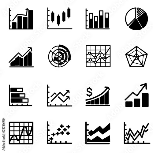 Statistics and Data Analytics Icon Set