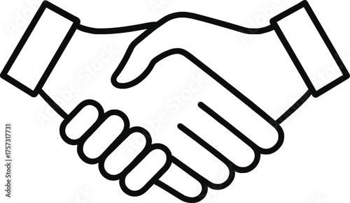Outline icon of a handshake symbolizing agreement partnership and cooperation