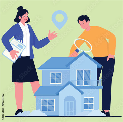 Real Estate Agent Showing House to Client - Property Buying Concept
