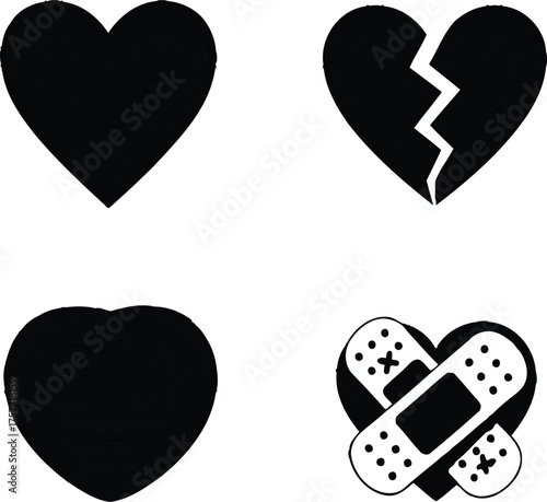 Heartbreak and healing concept art showing love, loss, and recovery from heartache in black and white silhouette art