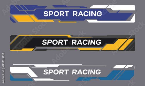 Collection of modern vector banners for sports and racing events. Abstract geometric lower third graphic templates with a dynamic and futuristic style