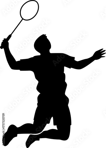 Badminton player silhouette vector