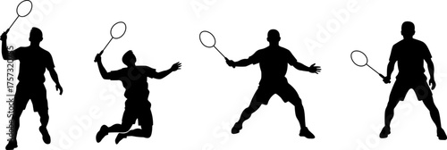 Set of badminton silhouette