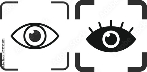 Eye scan icon set. Scanning eyes icons collection. Eye scanner symbol. Digital Authentication Verification sign