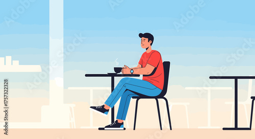 Person Enjoying Coffee At Cafe Relaxing During a Leisure Time