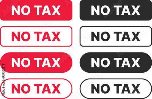 no tax icon set. Tax free sign and tax boycott. Tax  prohibited sign