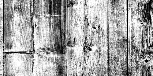 A closeup, highcontrast black and white textured background of weathered wooden planks with visible grain and imperfections, creating a rustic and grungy aesthetic suitable for design elements isolate
