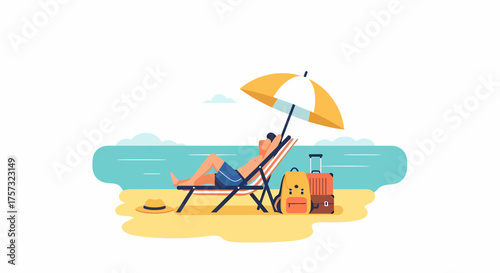 Relaxing Day On The Beach With Vacation Travel Concept Design