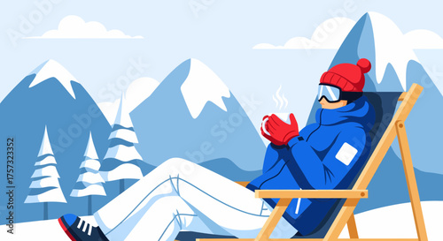 Relaxing Winter Break In The Mountains Enjoying Hot Beverage