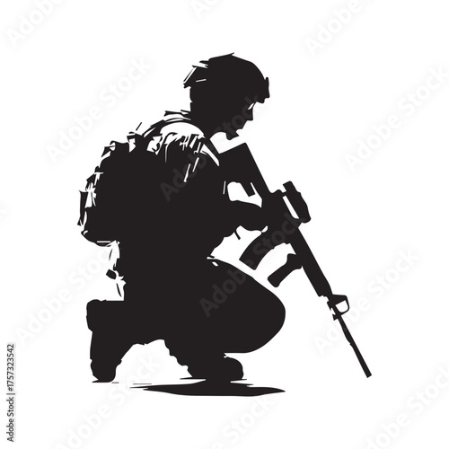 silhouette of a salute soldier in black and white, body guard vector illustrations story board ideas sketch book
