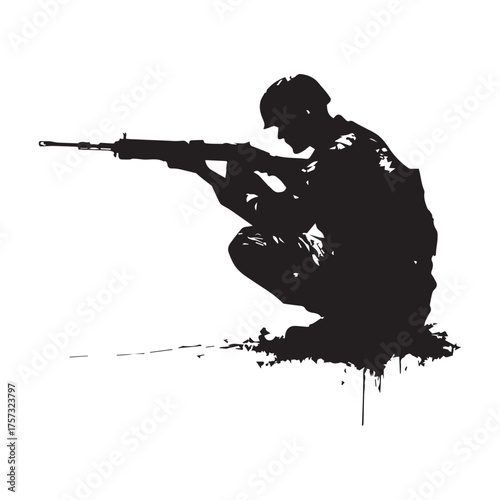 silhouette of a salute soldier in black and white, body guard vector illustrations story board ideas sketch book