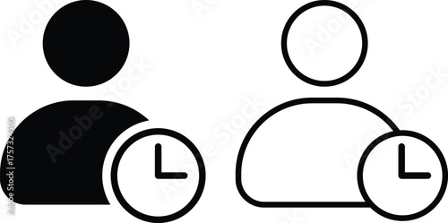 user Time management icon set. User with clock symbol. Person Schedule or appointment, Productivity Planning symbol
