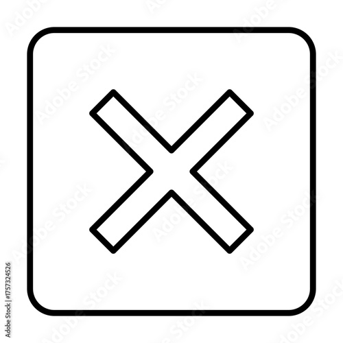 Premium Quality Line Art Hand made Vector - Simple black and white x mark inside a rounded square icon