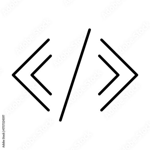 Premium Quality Line Art Hand made Vector - Code brackets icon representing software development and programming languages tools
