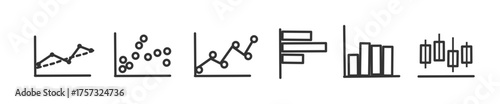 Set of chart related line icons. Diagram, presentation, infographic, datum etc. Editable stroke.